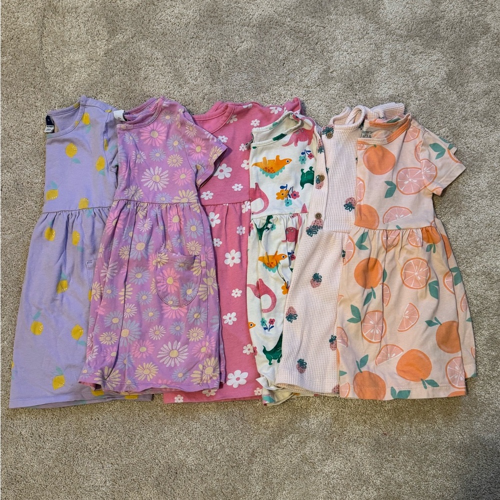 3T Floral and Fruit Print Kids Dress Set